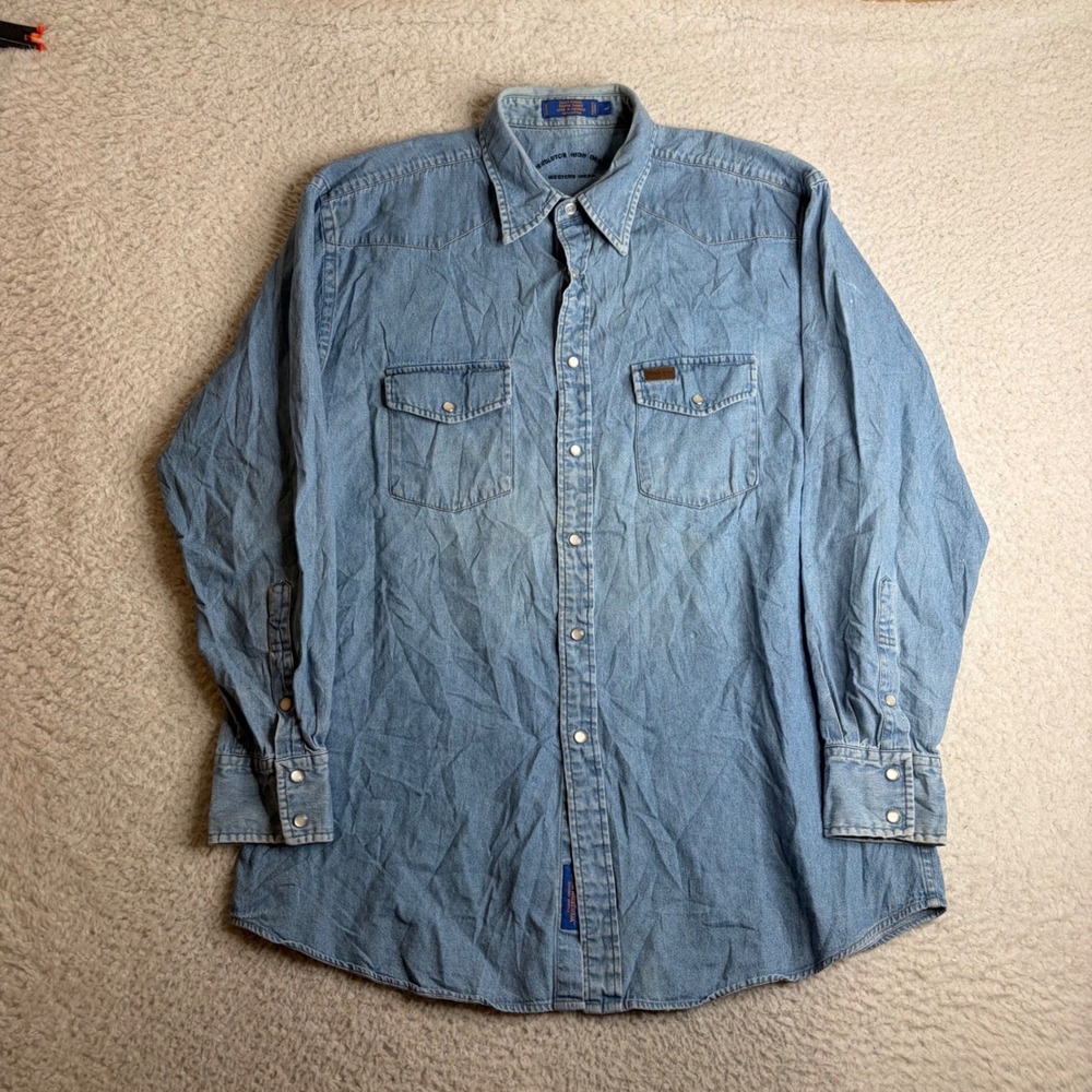 Pendleton High Grade Western Wear Mens Large Salt Creek Denim Pearl Snap Shirt